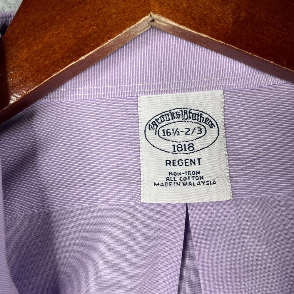 Brooks Brothers Regent Non Iron Shirt Purple Button Up Long Sleeve Mens 16.5 - Picture 8 of 14